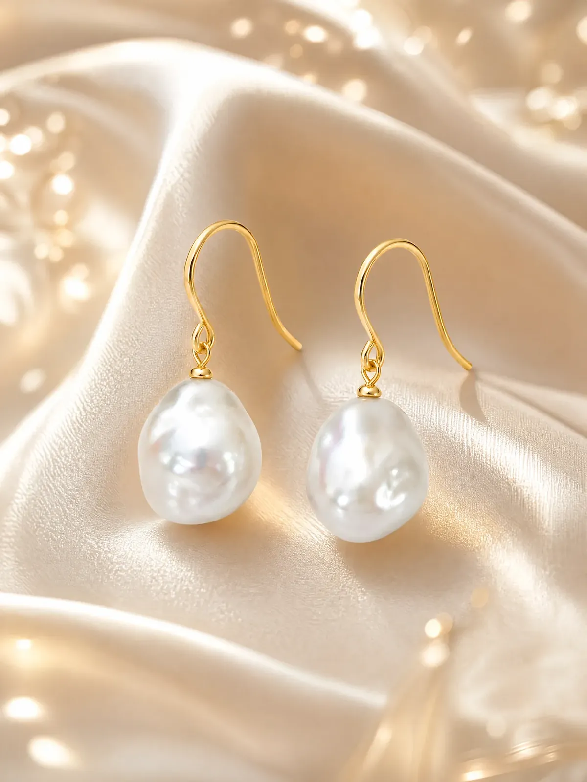 Pearl earrings on silk